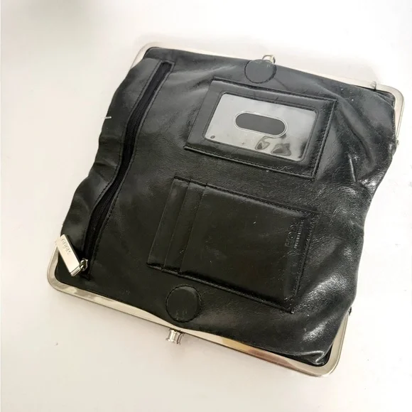 Hobo Lauren Wallet Clutch Double Frame Leather Kiss Lock - Picture 9 of 10